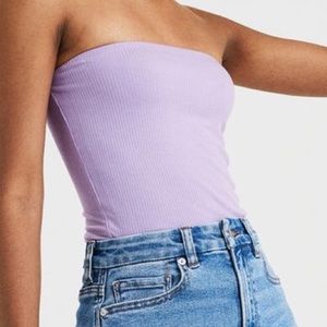 american eagle lilac strapless crop top